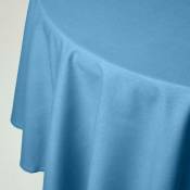 Homescapes - Nappe de table ronde en coton unie Bleu