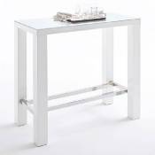 Inside75 - Table de bar design JANIS 120 x 60 cm finition laque blanche brillante - blanc