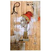 Iperbriko - Tableau en bois femme africaine avec corde