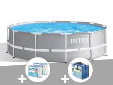 Kit piscine tubulaire Intex Prism Frame ronde 3,66 x 0,99 m + Bâche à bulles + 6 cartouches de filtration