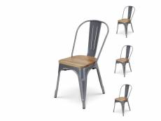 Kosmi - lot de 4 chaises en métal gris silver et assise