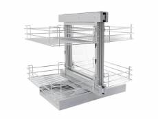 Kukoo – 4 paniers coulissants d’angle, côté gauche, en métal pour placard ou cabinet de cuisine entre 90 – 100cm 23439