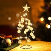 Lampe Sapin Noël, Lampe Noël Cristal Avec Étoile Scintillante, Alimentation Batterie Décoration Noël Avec Support en Métal pour Noël, Chambre, Fête,