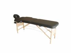 Lit/table de massage cosmetique pliable en bois 2 zones noir 91