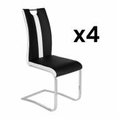 Lot de 4 chaises MATILDA en simili - Noir & blanc -