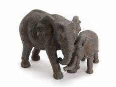 Maman éléphant et son petit en résine