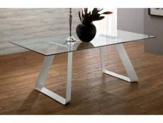 Melodie ii table repas plateau en verre piétement blanc 20100834055