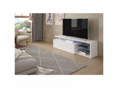 Meuble tv 1 porte à leds blanc - wanga - l 150 x l 41 x h 43 cm