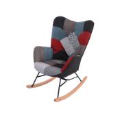 Meubles Cosy - meuble cosy Chaise à bascule de style scandinave, tissu patchwork multicolore, pieds en hêtre massif, adapté au salon salle à manger