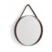 Miroir rond en acier marron foncé 50 cm Strap - Hay