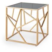 Mobilier Deco - elina - Table basse carrée en verre noir et métal doré - Noir