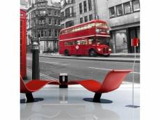 Papier peint - cabine téléphonique et bus rouges à londres 350x270 cm