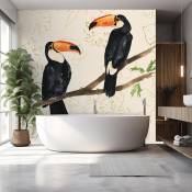 Papier peint exotique peinture murale deux toucans