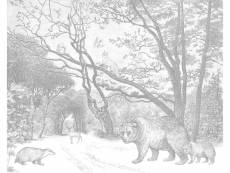 Papier peint panoramique forêt avec des animaux de la forêt gris - 159065 - 3,5 x 2,79 m 159065
