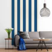 Papier peint panoramique, rayure bleu, esprit marin, tendance rayure, 250 cm x 150 cm - Bleu