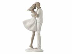 Paris prix - statuette déco "couple bisou" 24cm blanc