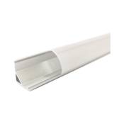 Profilé Aluminium Angle 2m pour Ruban led Couvercle Blanc Opaque