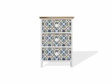 Rebecca mobili table de chevet 3 tiroirs bois majolique blanc 60x40x30 RE6500
