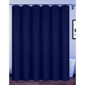 Rhafayre - Rideau de douche imperméable extra long en polyester avec crochets Bleu marine 180 x 180 cm