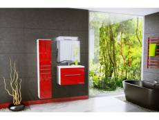 Salle de bain aquatic - 3 éléments -rouge laqué et blanc mat