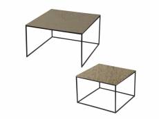 Set de 2 tables or carrées de côtés 70 cm et 56