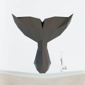 Sticker 3D origami queue de baleine noir 70 x 70 cm - multicolore