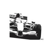 Sticker mural voiture de course - Couleur: Noir, Dimension: