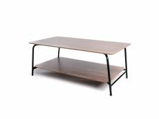 Table basse de salon en bois et métal 2 plateaux vintage 110x60x43.5cm