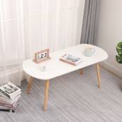 Table Basse Ovale Table d’appoint 110x55x45cm Design Moderne Table de Salon en Bois Blanc