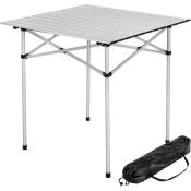 Table de Camping Pliable en Aluminium 70 x 70 x 70 cm avec étui, Argent, 70 x 70 cm - Silver