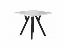 Table extensible en bois - blanc - pieds en métal noir - 10 couverts - l 90 cm x l 90 cm x h 76 cm