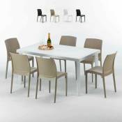 Table Rectangulaire Blanche 150x90cm Avec 6 Chaises