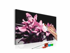 Tableau à peindre par soi-même - orchidée rose (fond noir) A1-MA_0036