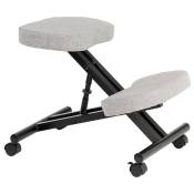 Tabouret ergonomique robert siège ajustable repose genoux chaise de bureau sans dossier, en métal noir et assise rembourrée gris - gris/noir