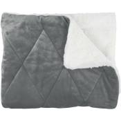 The Home Deco Factory - Couvre Lit Flanelle Sherpa Gris Home Deco Factory