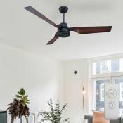 Ventilateur de plafond avec télécommande pour ventilateur de salon, brun noir, mode été/hiver, minuterie 3 vitesses, 132 cm