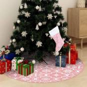 Vidaxl - Jupe de sapin de Noël de luxe avec chaussette Rose 90 cm Tissu