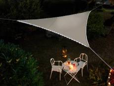 Voile d'ombrage triangulaire Leds solaires 3,60 x 3,60 x 3,60 m Taupe - Jardiline