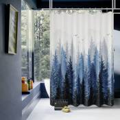 Xinuy - Rideau de douche costume rideau de douche bleu salle de bain rideau de douche étanche baignoire hôtel bleu
