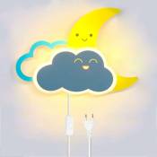 Applique murale nuage led pour enfants avec interrupteur