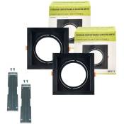 Barcelona Led - Pack x 2 - Collerette downlight carrée orientable type cardan - Noir - Noir