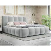 Bestmobilier - Torreon - lit coffre - 180x200 - sommier inclus - en velours - gris clair - Gris clair