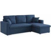 Canapé d'angle convertible en tissu - ida - 3 places. fauteuil d'angle réversible coffre rangement lit modulable Polyester Bleu - Bleu