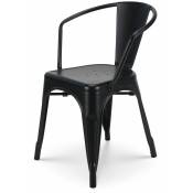 Chaise en métal noir mat style Industriel - Fauteuil industriel avec accoudoirs - Kosmi