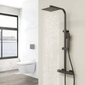 Colonne de douche thermostatique noire, réglable en hauteur, carrée, pour salles de bains modernes - Biubiubath