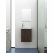 Decohor - Petite meuble de salle de bains moderne Kompact avec lavabo en résine SOLID SURFACE avec charge minérale 60X40X22CM Frêne tea