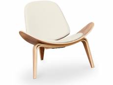 Fauteuil design - fauteuil scandinave - revêtement en similicuir - lucy ivoire