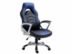 Fauteuil gamer chaise gaming console bureau sur roulettes en synthétique noir et bleu bur10608