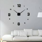 Grande Horloge Murale 3D Silencieuse, Pendule Murale Moderne Design, Métallique sans Cadre Minimaliste Décoration Adhesif Amovible DIY Digitale