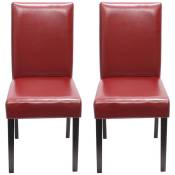 HHG - Lot de 2 chaises de séjour Littau cuir reconstitué rouge, pieds foncés - red